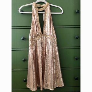Free People Sequin/Velvet Trim Dress, Size 4